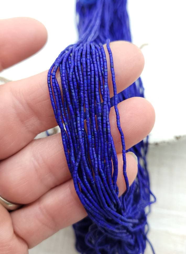 Beautiful Lapis Lazuli Heishi Tiny Beads 1mm Strand 14-15"  Long / Afghanistan Beads / Jewelry Supplies/ Handmade Beads / Unusual.