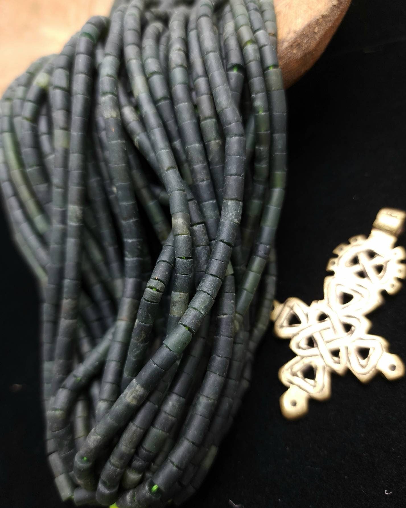 Heishi Natural Tube Shaped  Jade Beads From Afghanistan / Option To Choose 3-5 × 3-4mm or 4-6x5+mm Strand 12-13" / Jewelry Supplies.