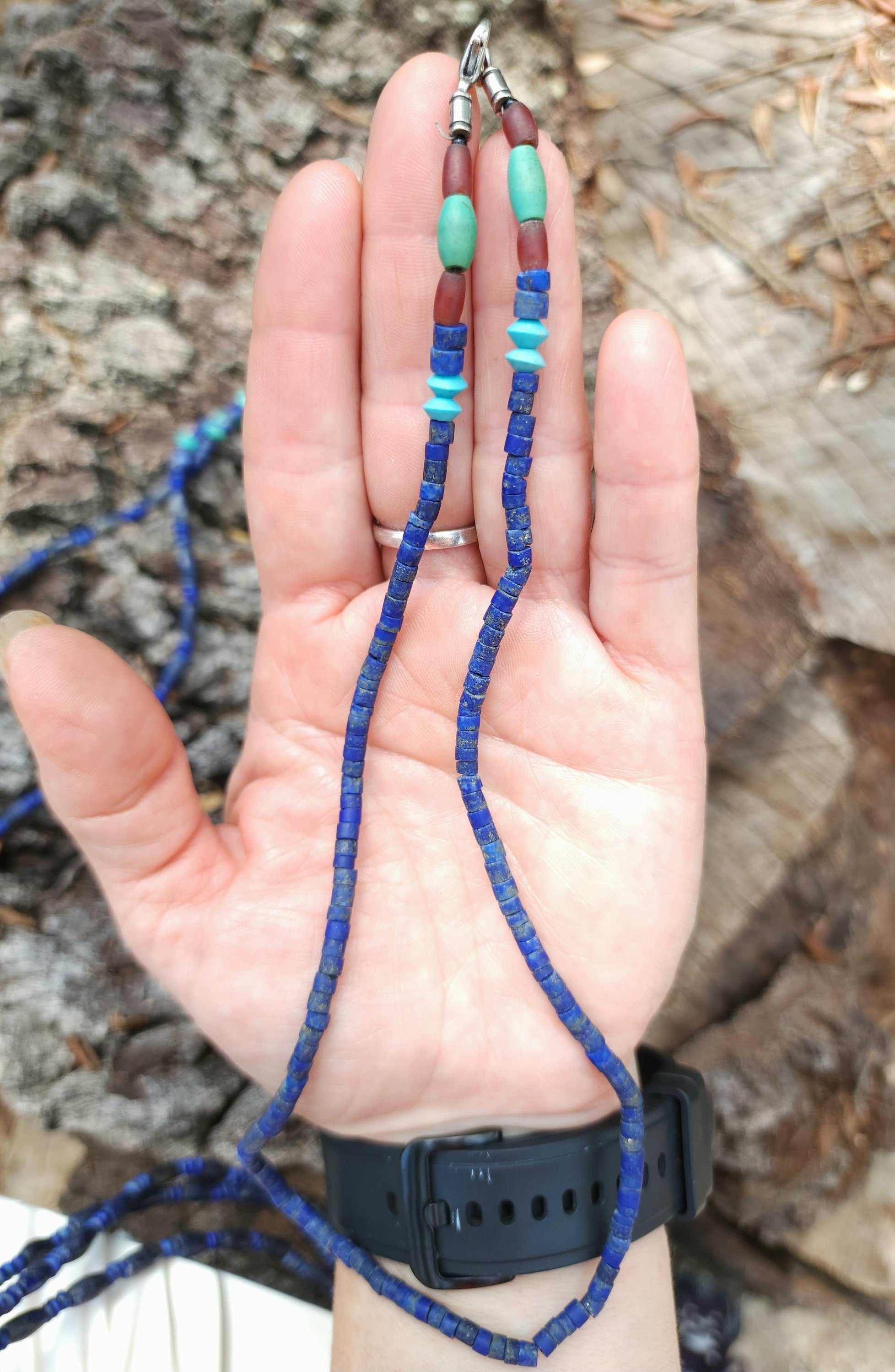 Beautiful Lapis Lazuli Necklace from Afghanistan for Men and Women / LapisLazuli Carnelian and Turquoise  / Two Options to choose from.