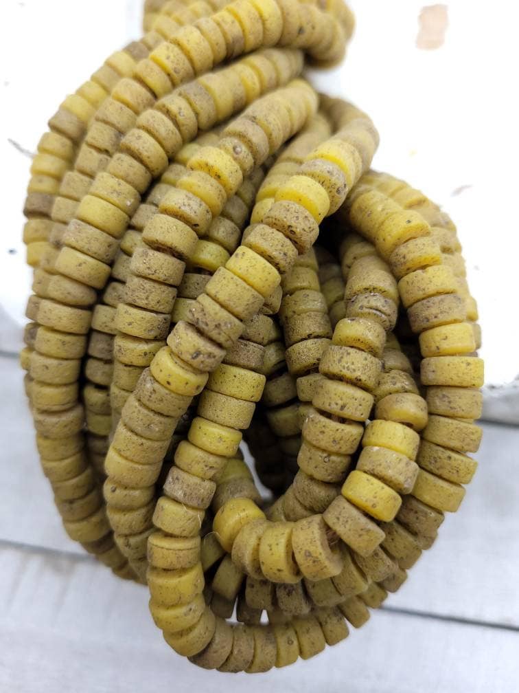 Beautiful Beads With Antique Rustic Handmade Artisan Thailand/ 8mm 10"Long Strand/Indonesia/Java/Boho/Tribal/Jewelry Supplies.