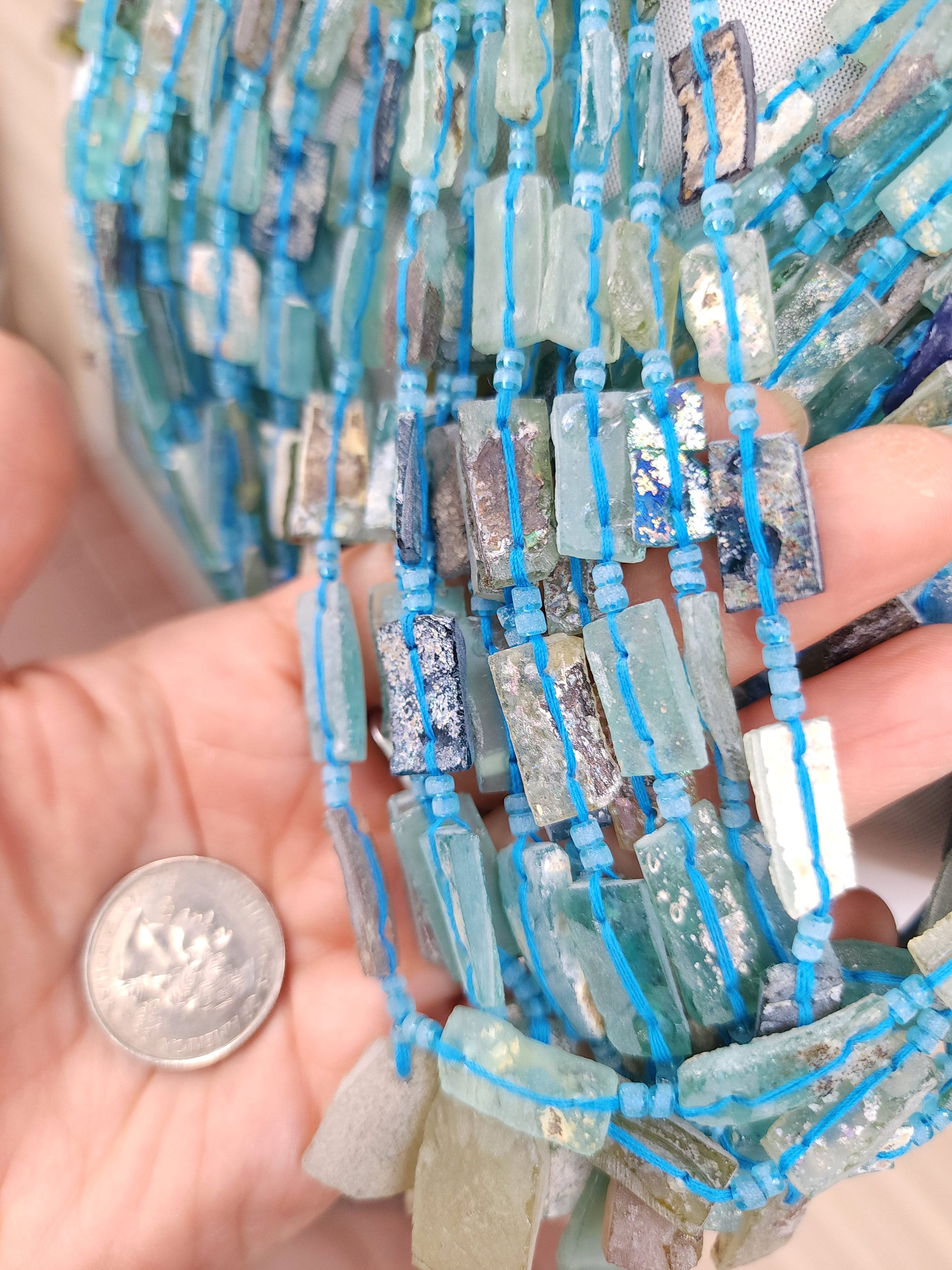 Strand 15" Roman Glass Beads From Ancient Rome Lots Of Patina The Glass Speaks For Itself Of Its Age Over 2,000 Years Old, Jewelry Supplies