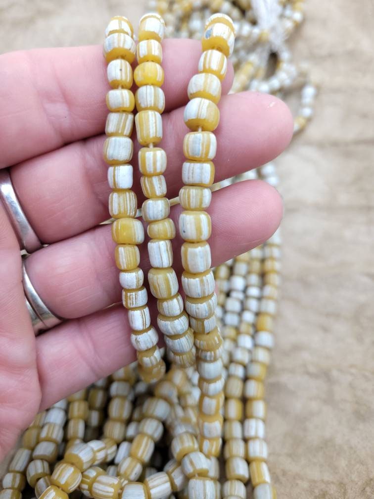 Glass Beads Handmade From Thailand 5-8mm x 5-6mm/Option to Choose Half Strand 10-11" or 22"/Jewelry Supplies/Indonesian Java Lampwork beads.