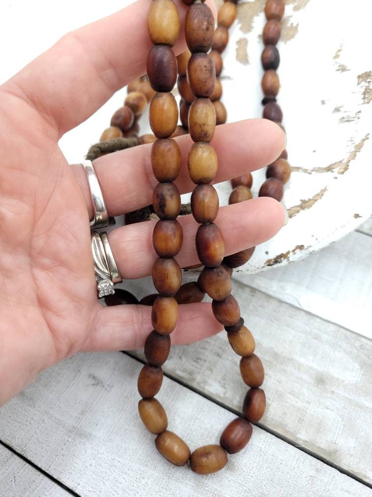 African Camel Bone Beads Necklace 13-14" Inches Long 11-15mm x9-10mm, African Trade Beads, African Bone Beads, Jewelry Making Supplies.