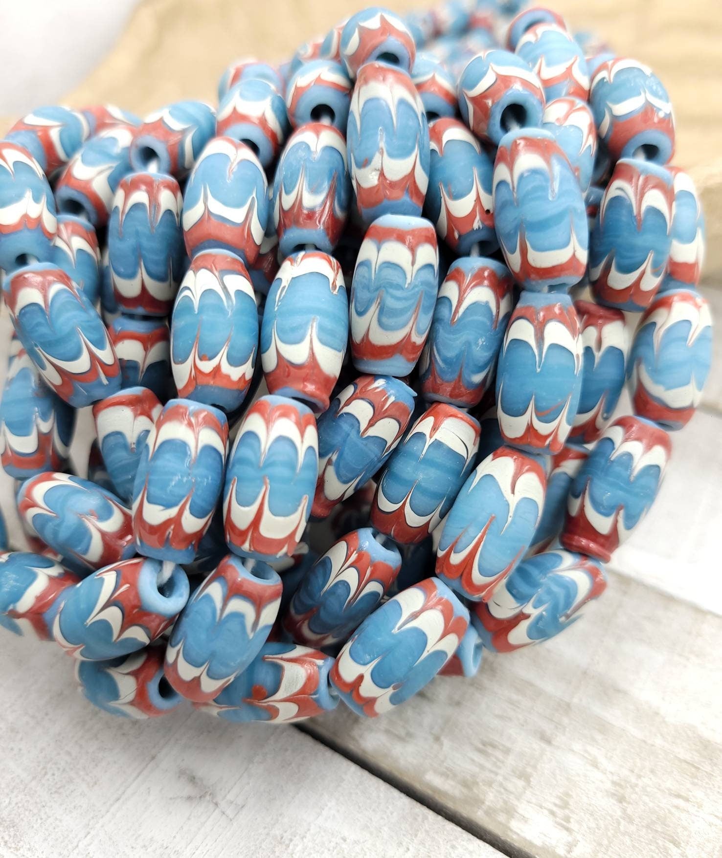 Chevron Style Glass Beads 19mm x 10mm, Choose The Color Option, Jewelry Making Supplies, Indonesian Lampwork.