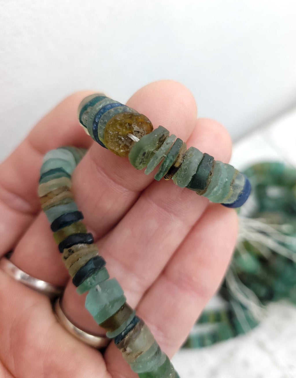 Authentic Genuine 100% Ancient Roman Glass Shaped Discs / Strand Length 7" 10-11mm / Afghan Beads / Jewelry Making Supplies / Craft.