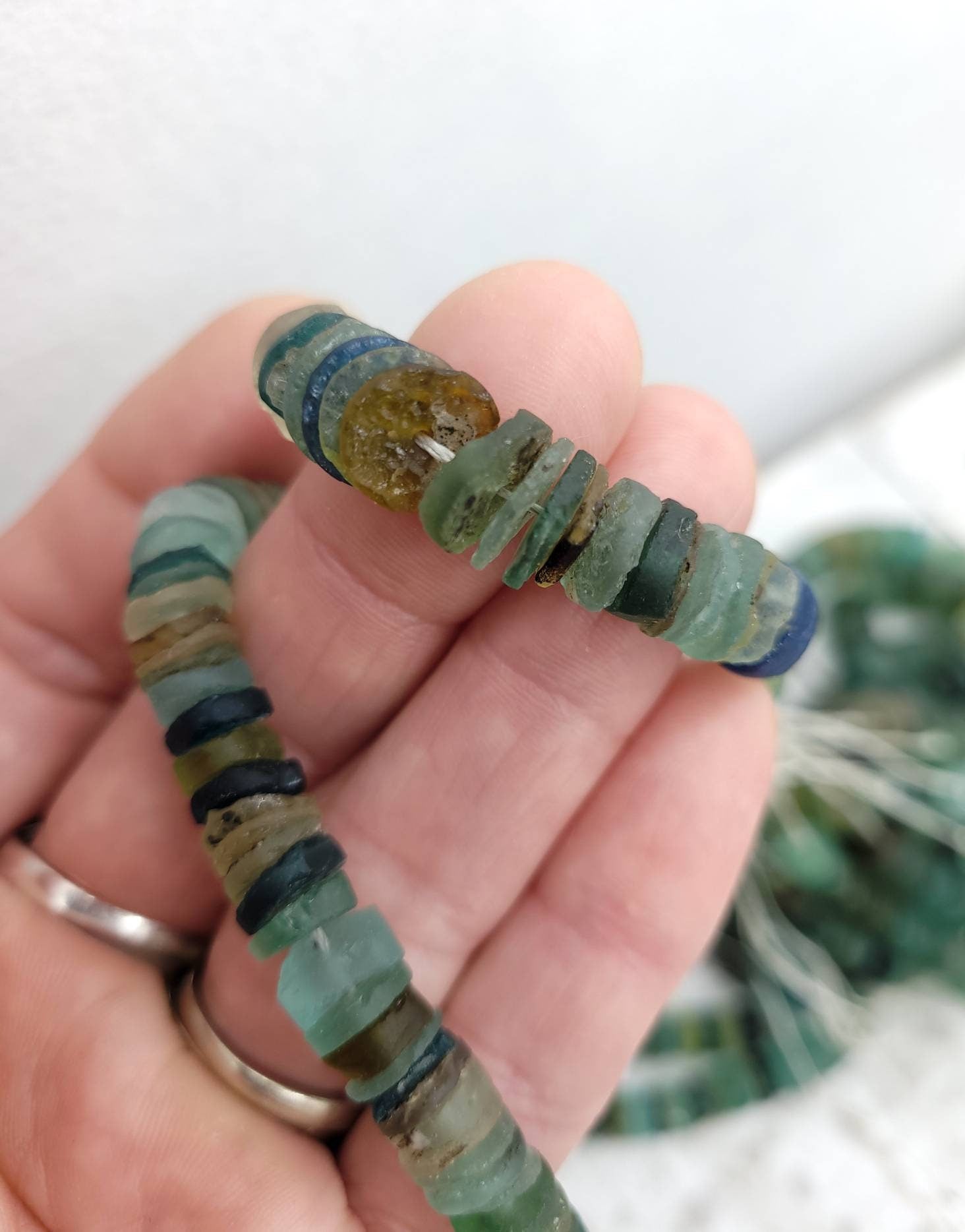 Authentic Genuine 100% Ancient Roman Glass Shaped Discs / Strand Length 7" 10-11mm / Afghan Beads / Jewelry Making Supplies / Craft.