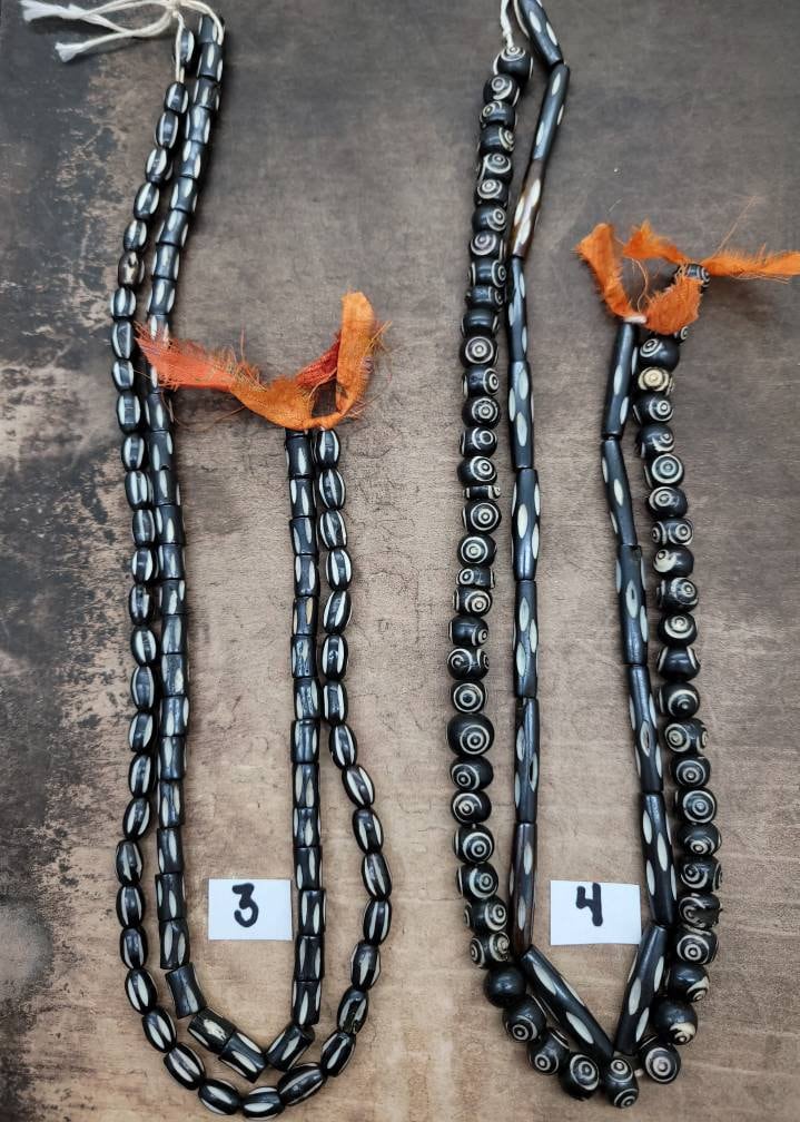 Lot Of Beautiful Buffalo Bone Beads / 2 Strands- Wide Variety Of Authentic Hand-carved Bone Beads 12-15 Inch Strand / Jewelry Supplies.