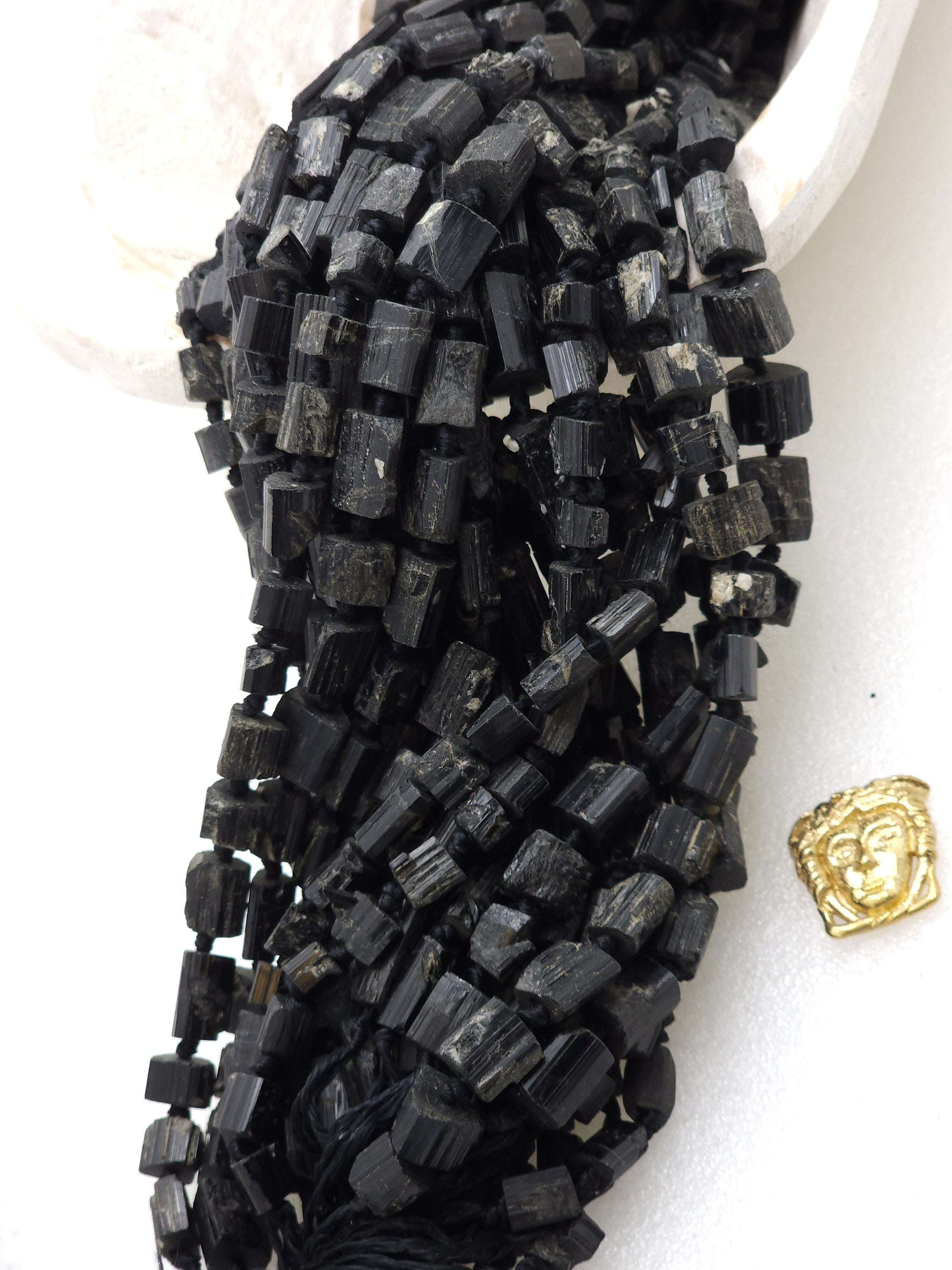Black Tourmaline From Afghanistan, Option To Choose Size 6-11mm Or 9-24mm Full Strand 16", Raw Stone, Jewelry Making Supplies.