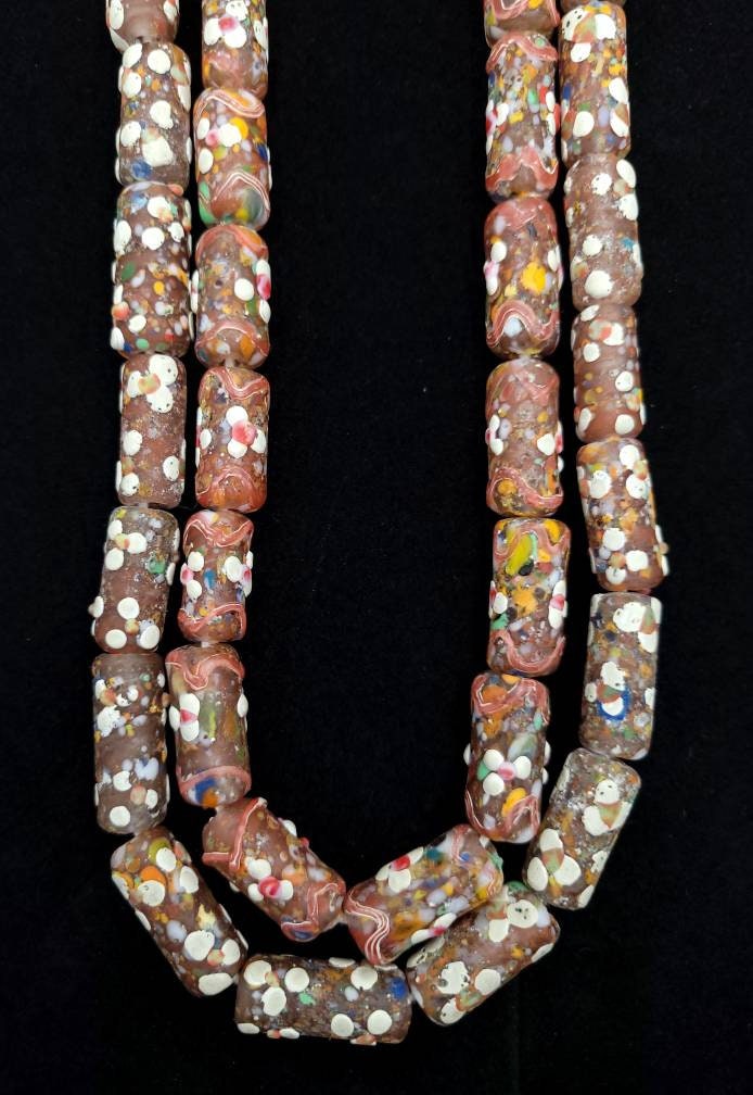 Old Glass Beads From The 90's Rustic Beads From Thailand Lot of 4 Beads 18-23mm x 9-11mm, Jewelery Supplies, Indonesian Lampwork Beads