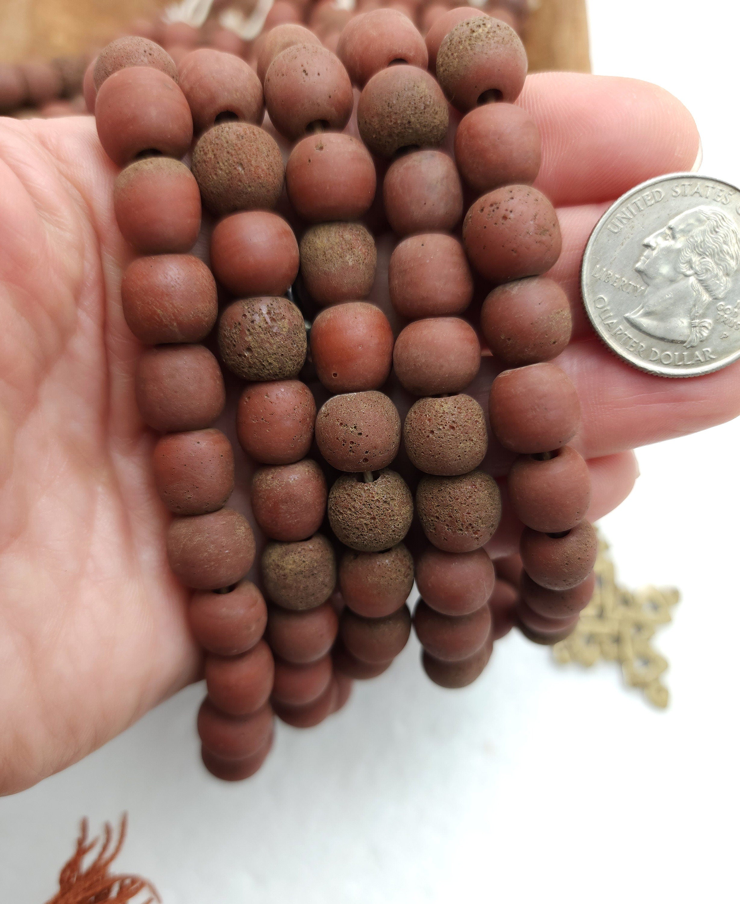 Rustic Rough Porous Glass Beads 10-11 × 9-11mm Hole 4-6mm, Choose Full Strand 17"+ Inches or Half Strand, Jewelry Making Supplies.