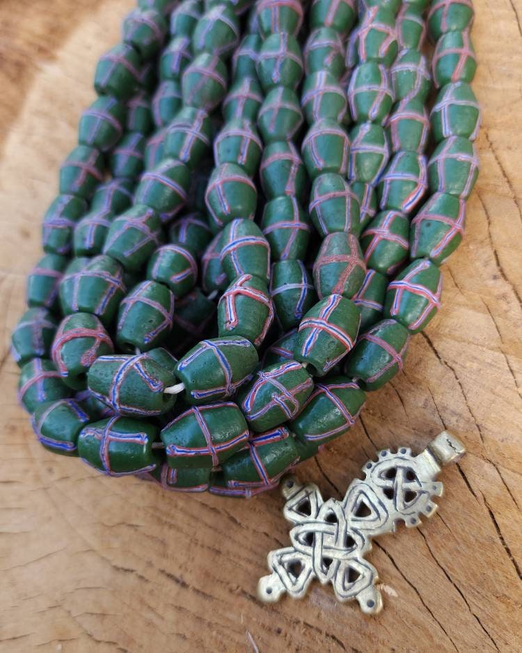 Venetian Cross Beads with Rustic Accent / Ethnic Bicone Beads From Java Strand of 12 beads 18-19×13-14mm / Jewelry Making Supplies