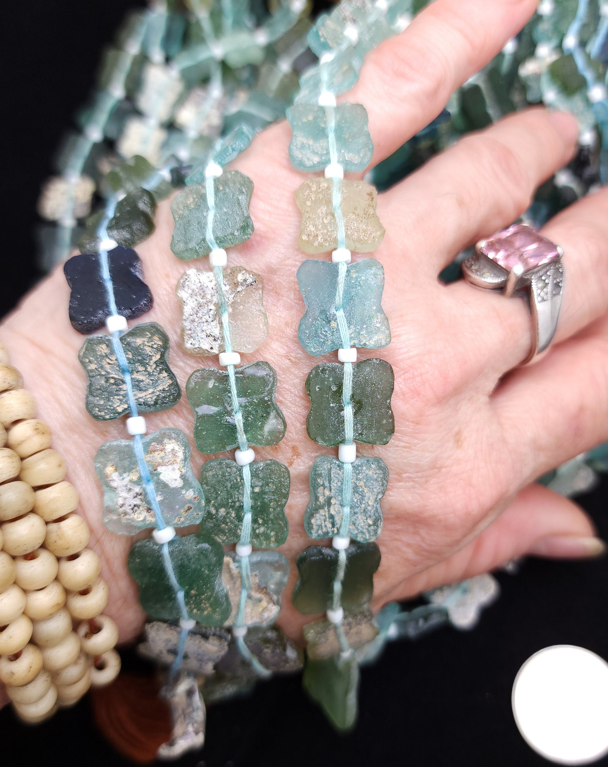 Authentic Genuine Glass Beads From Ancient Rome Strand 15-16" 8-14mm x 10-15mm, Jewelry Supplies,  Roman Glass Beads, Jewelry Supplies.