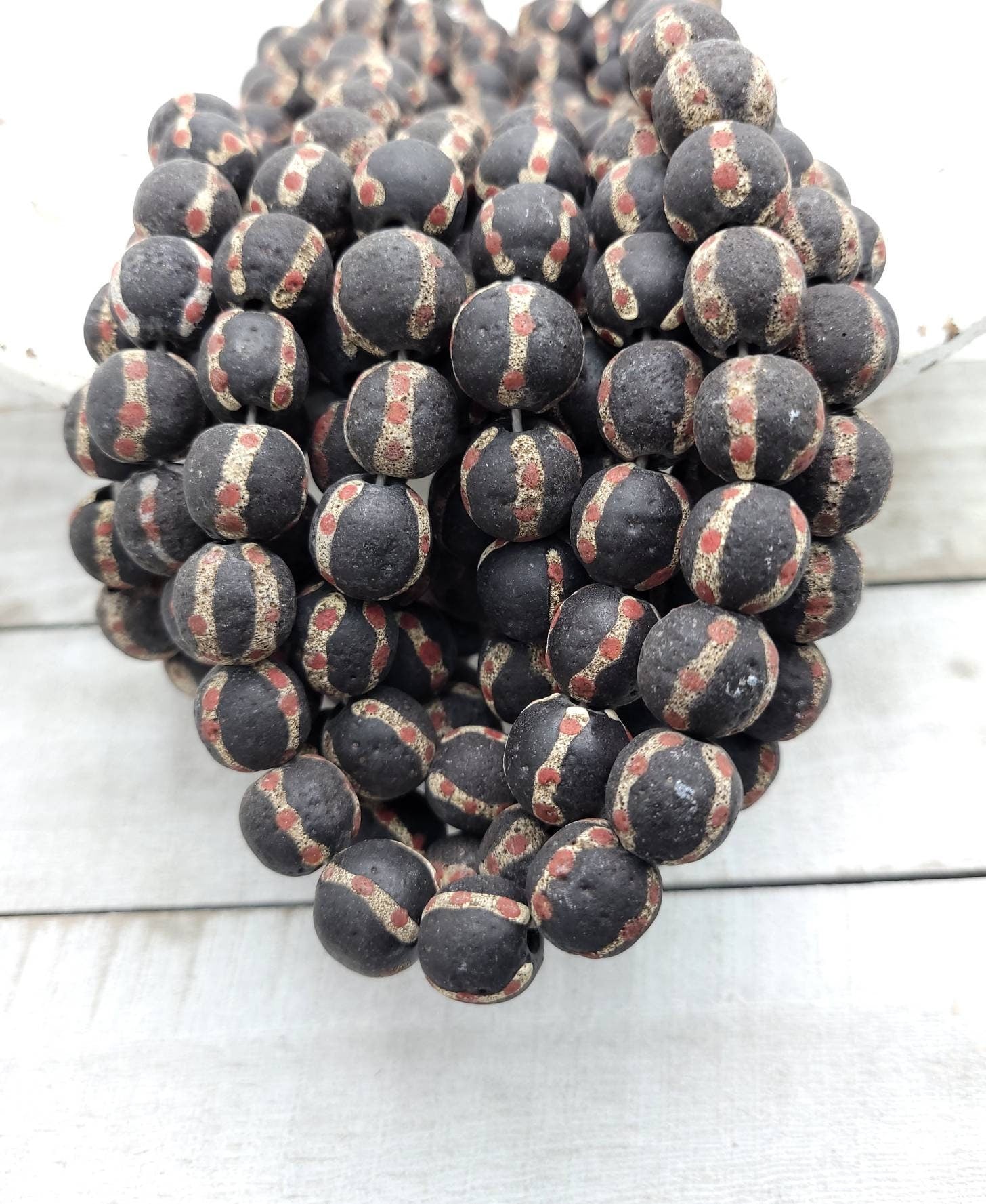 Handmade Rustic Accent Beads From Thailand 12-13mmx12-13mm  Strand With 12 beads  / Jewelry Supplies /Java / Indonesia / Boho / Ethnic .