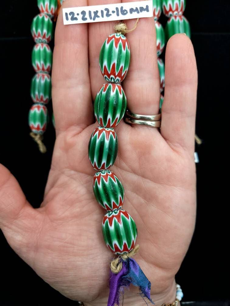 Chevron Beads 6 Layers Green White Red / Option To Choose / Chevron African Trade Beads / Jewelry Making Supplies.