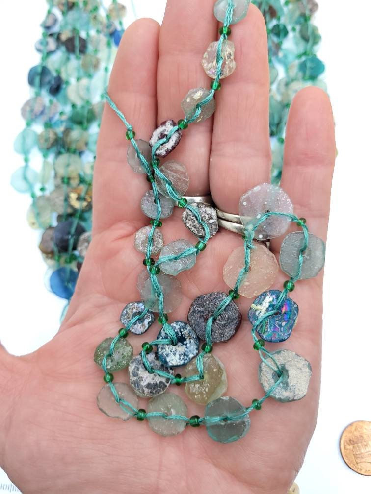 Roman Glass Beads 14-15" From Ancient Rome Lots Of Patina The Glass Speaks For Itself Of Its Age Over 2,000 Years Old, Authentic Genuine