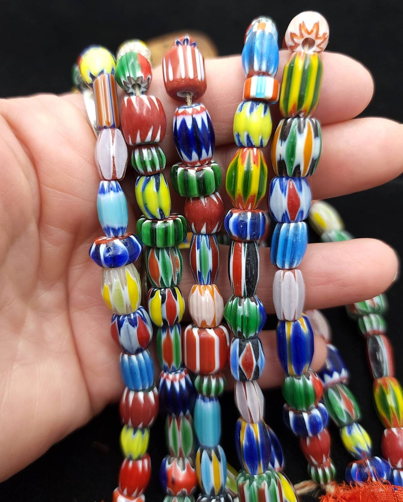 Chevron Multi-Layer Beads / Mixed Sizes & Colors 6-14mm 30 Beads Per Strand / Jewelry Supplies.