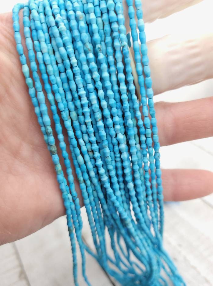 Heishi Natural Genuine Turquesa Bicone Beads 4mm x 3mm Strand 14-15"  100 + Beads / Afghani Beads / Jewelry Making Supplies.