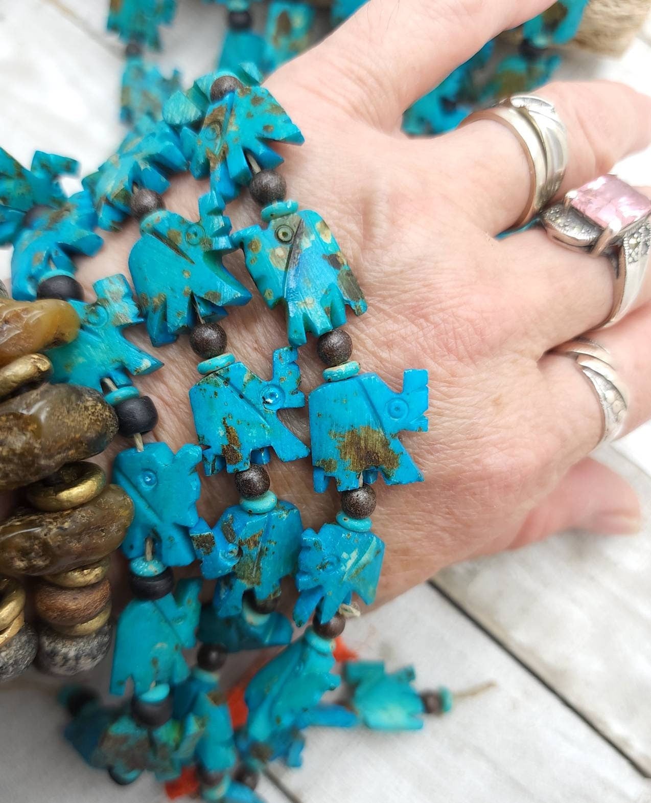 Elephant Bone Beads / Hand Carved Bone Elephant / Strand 8"  13-17mmx13 -17mm/ Beads With Spiritual Meaning / amulet / Jewelry Supplies