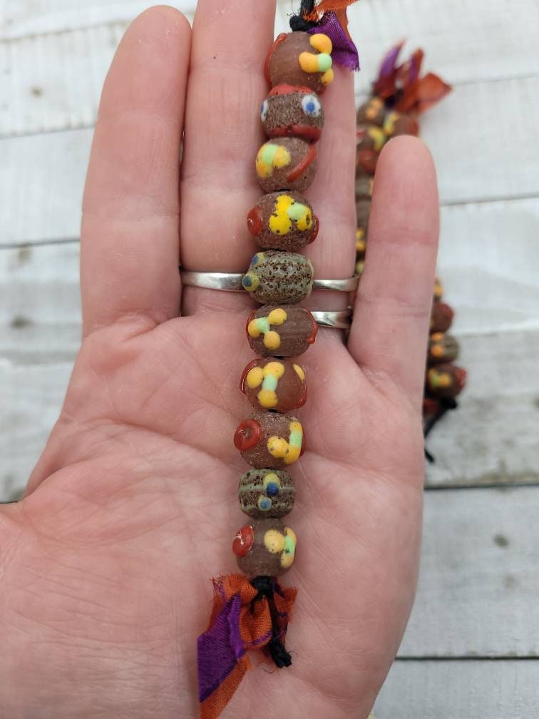 Lampwork beads Made By Thai Artisan Hands 12-14mm x 10-11mm Strand With 10 Beads / Indonesian Beads / Jewelry Supplies.