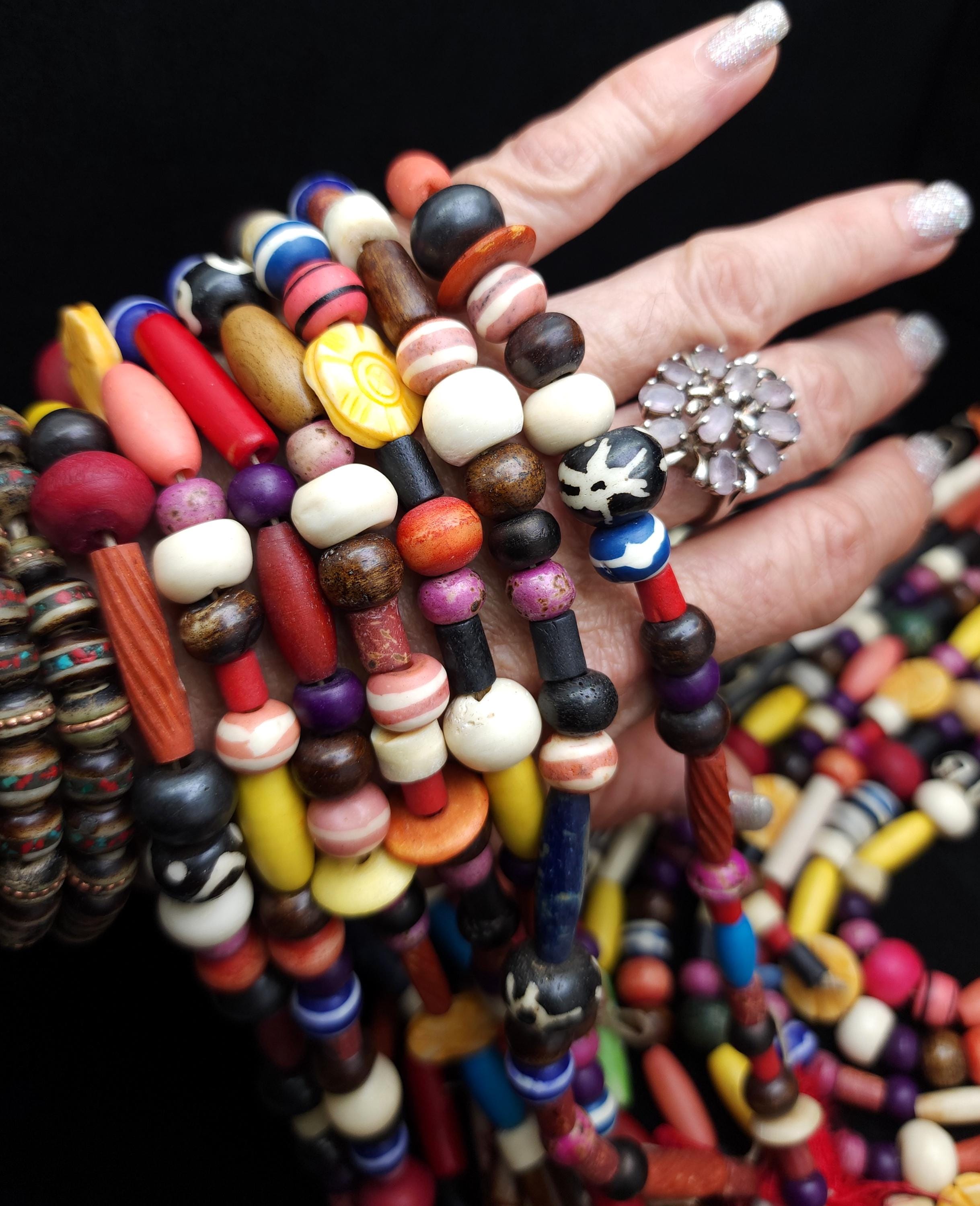 Great Mix Of Buffalo Bone Dyed Beads, Great Variety to create Jewelry, Jewelry Making Supplies, Option To Choose, Fun Beads.