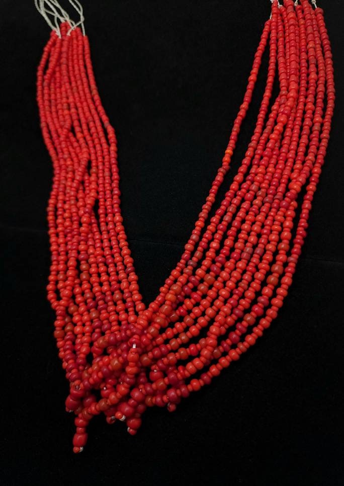 Red Afghani Glass Seed Beads Strand 17-18" Inches long 3-5mm / Heishi Beads Red Love / Afghani Necklace / Jewelry Supplies.