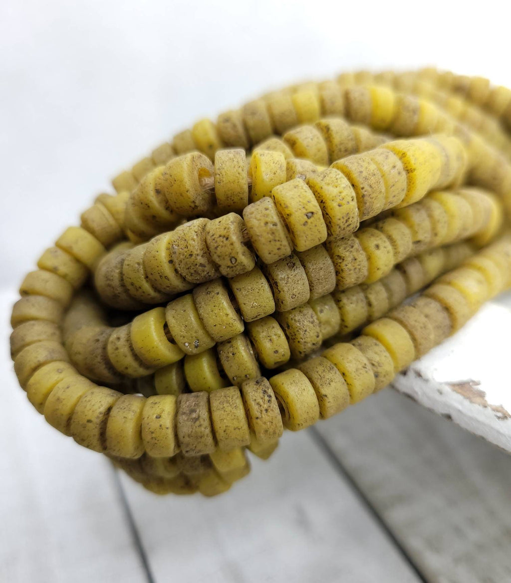Beautiful Beads With Antique Rustic Handmade Artisan Thailand/ 8mm 10"Long Strand/Indonesia/Java/Boho/Tribal/Jewelry Supplies.