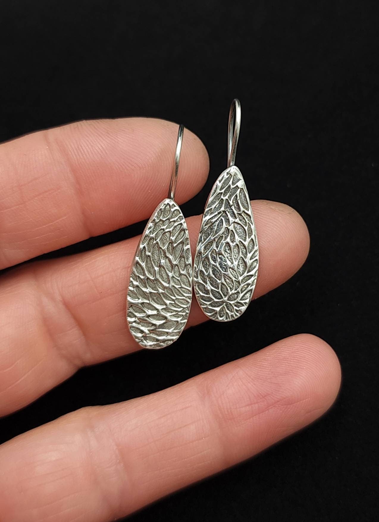 Fine Silver Dangle Earrings / PMC /Gift for Mom / Girlfriend / Wife / Handmade jewelry