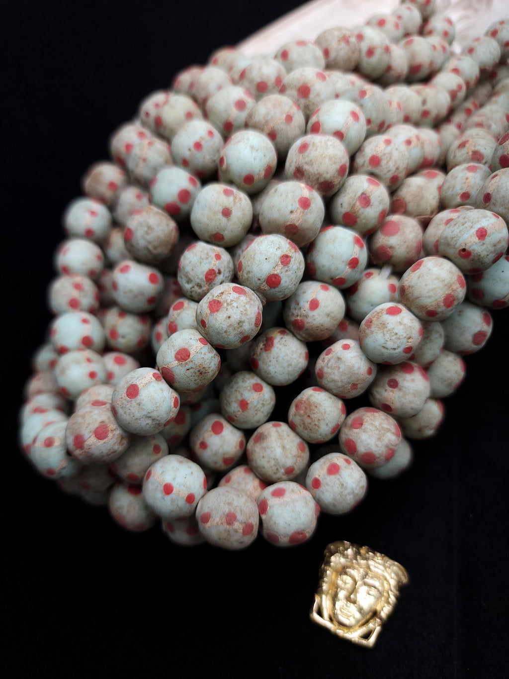 Pistachio Green Glass Beads with Old Rustic Accent  12-13mmx12-13mm 10 Beads Per Strand / Jewelry Supplies / Java / Indonesia / Ethnic