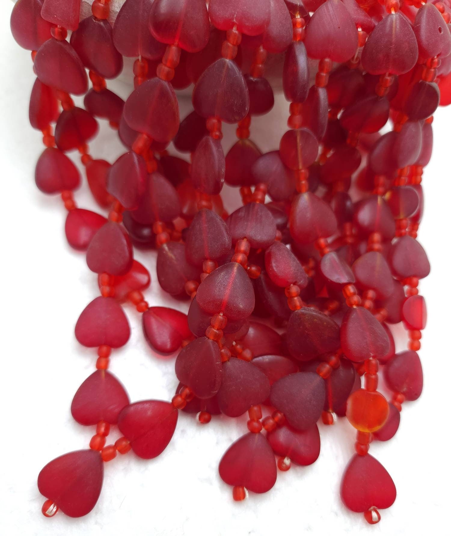 Fun And Cute Afghanistan Glass Beads Strand 15-16" Long 20-23Beads 10-18mm / Option to Choose Red or Honey Color  /  Jewelry Supplies.