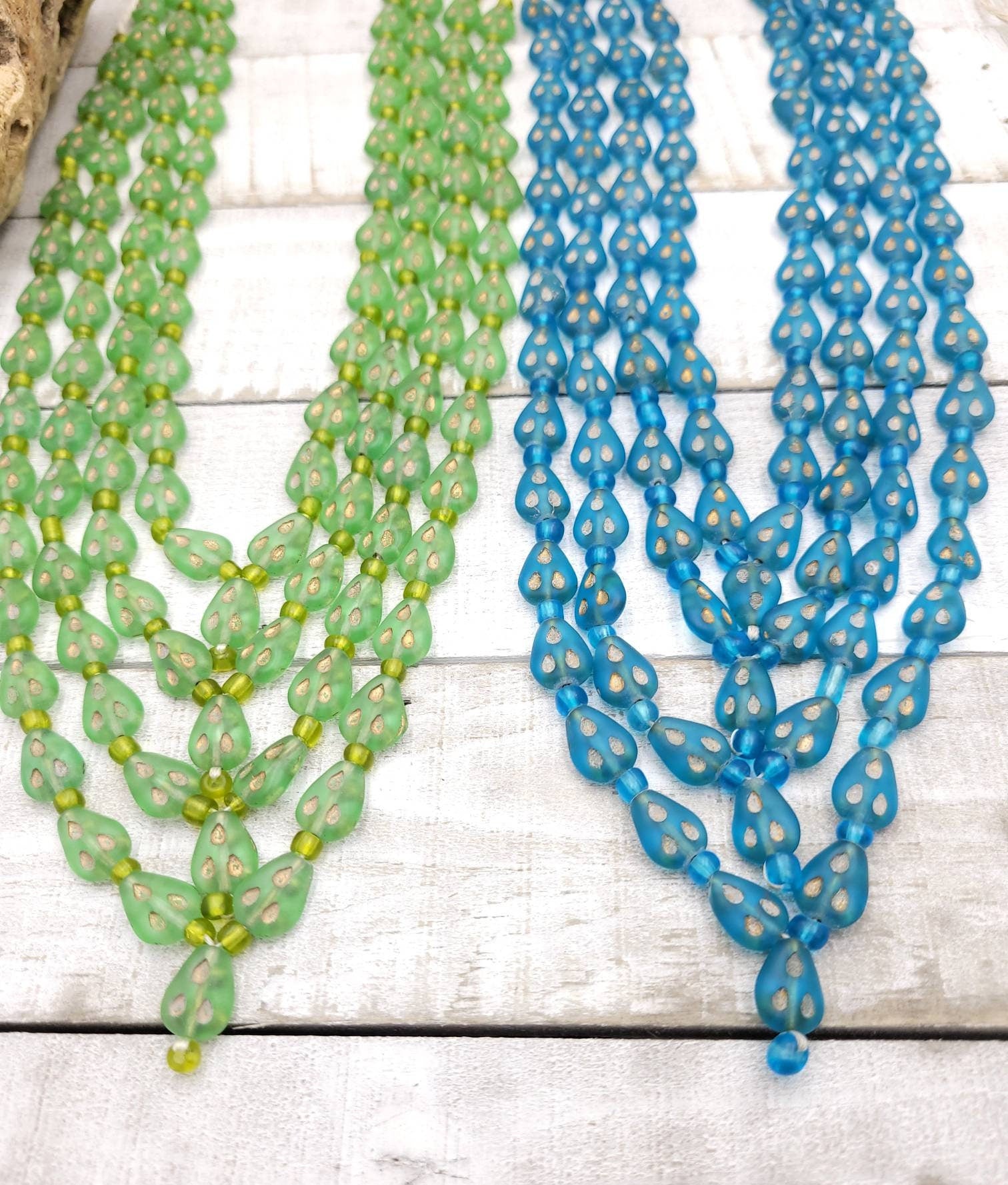 Vintage Glass Beads From AfghanistanStrand 17" 10-11mm / Jewelry Supplies / Egyptian Style Beads / Jewelry Supplies.