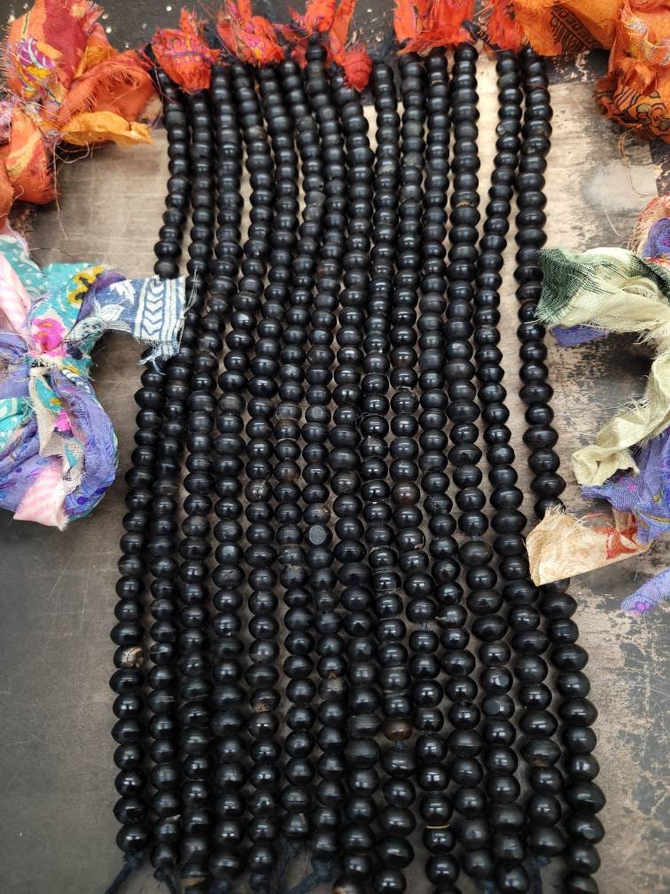 Handmade Horn Bone Beads 6x8-8x10 mm/10 Inch Strand 34-40 Beads / Tribal Ethnic Navajo Beads / Jewelry Supplies.