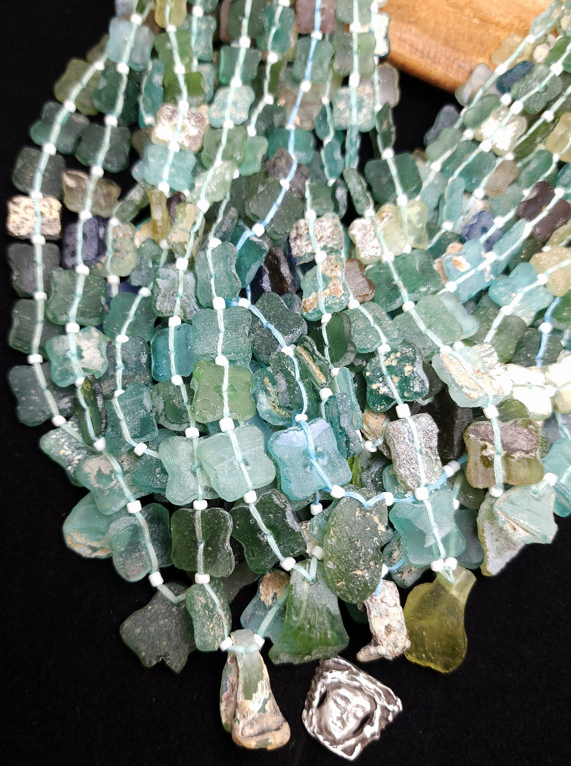 Authentic Genuine Glass Beads From Ancient Rome Strand 15-16" 8-14mm x 10-15mm, Jewelry Supplies,  Roman Glass Beads, Jewelry Supplies.
