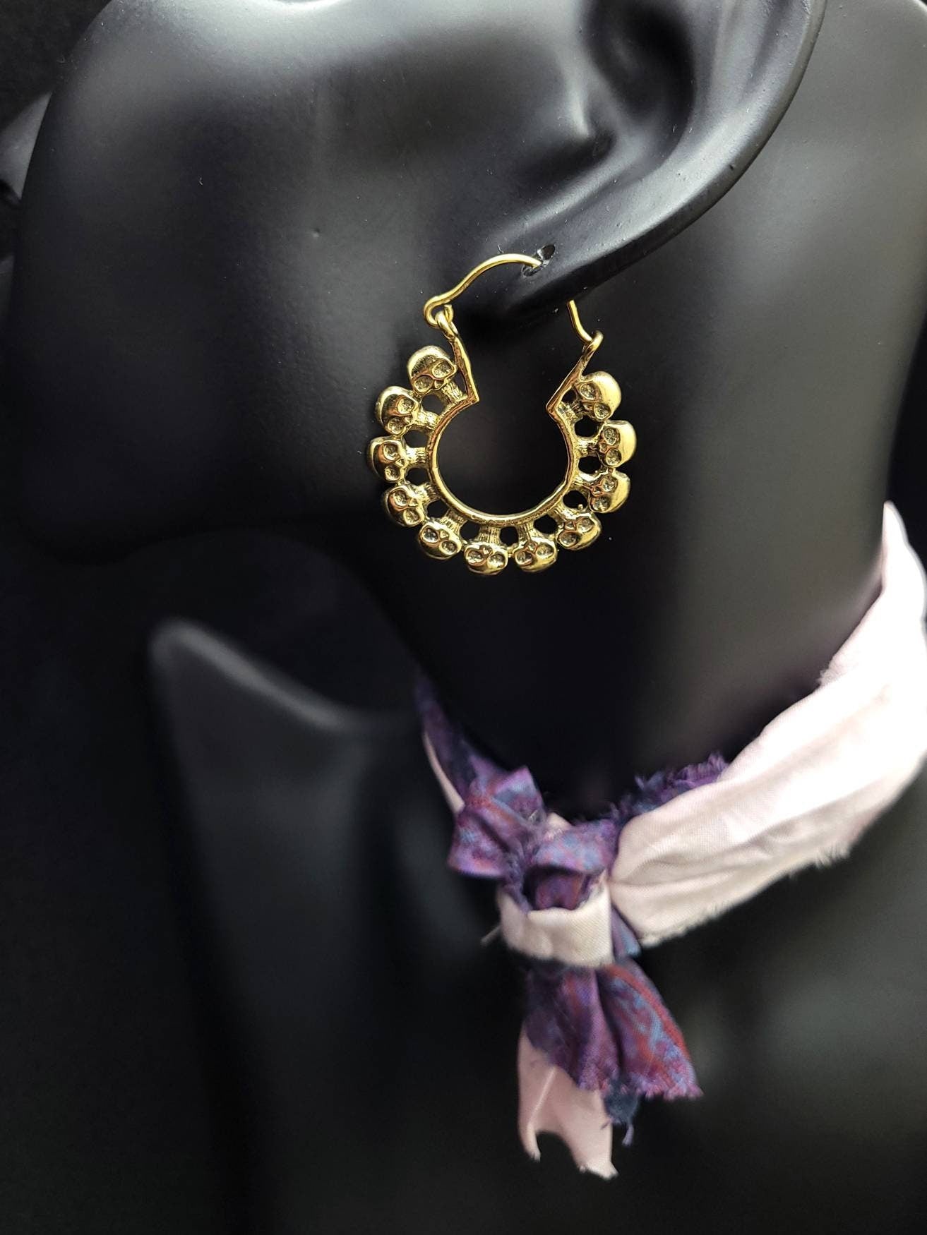 Beautiful Solid Brass Gold Earrings / Unusual Earrings / Entirely Handmade Jewelry.