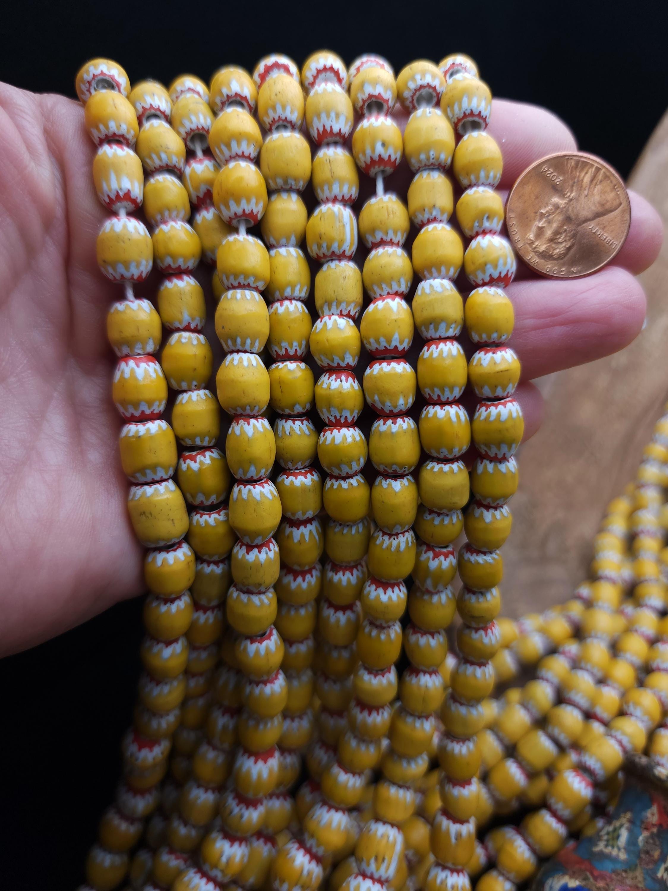 Multilayer Chevron Beads From Java Indonesia, 7-10mm x 7-9mm Choose Full Strand 21" + Inches [66-70 Beads], Vintage, Jewelry Supplies