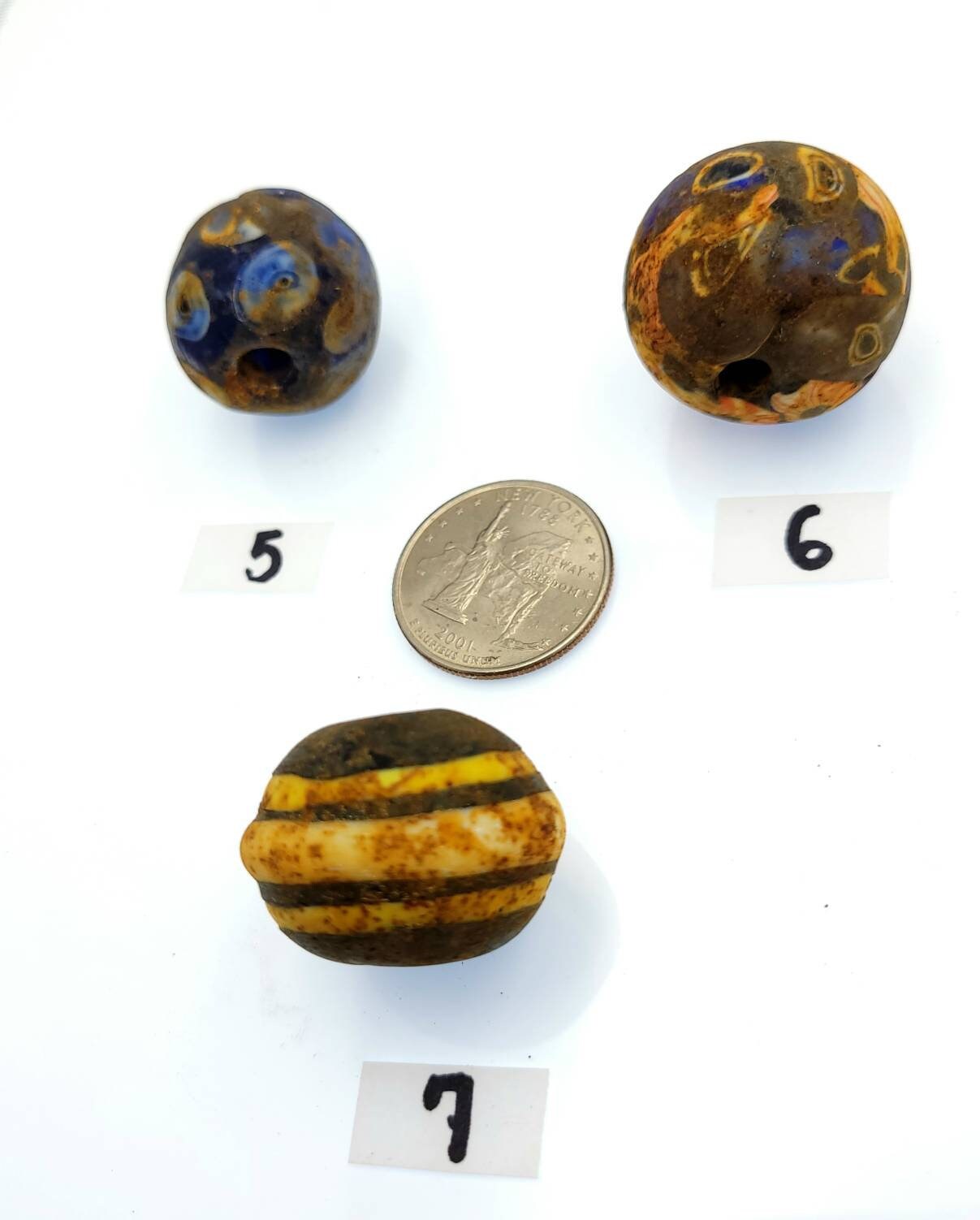 Ancient Indonesian Beads Millefiore From East Java, Jewelry Making Supplies, Hard To Find, Vintage.