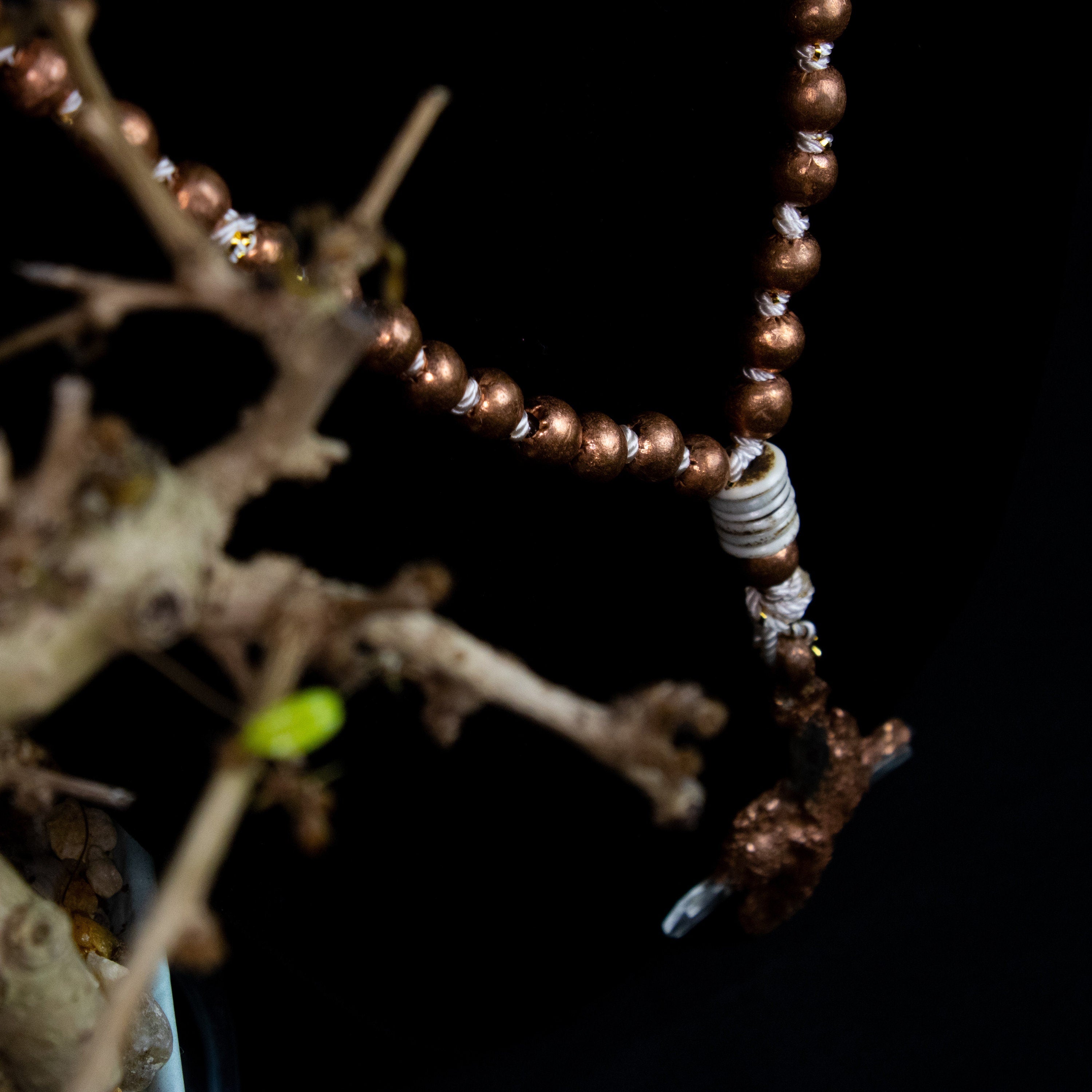 Miracle | Necklace | Copper | Electroformed | Silk | Quartz | Bone