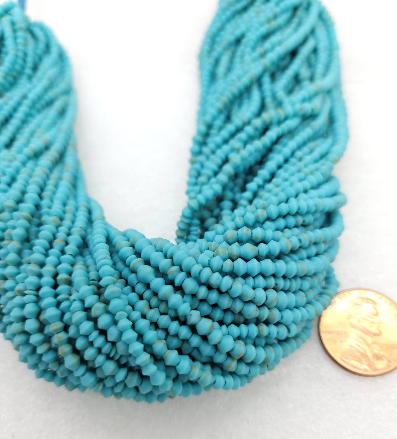 Afghani Heishi Beads Turquoise Saucer Shape  2-3 mm 11"Strand Approximately 140 Beads / Howlite /Jewelry Supplies.