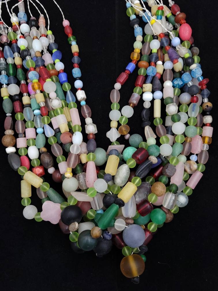 Old Glass Beads Afghanistan Wide Variety Of Beads You Will Fall In Love / Strand 15-16 "/ Jewelry Making Supplies.