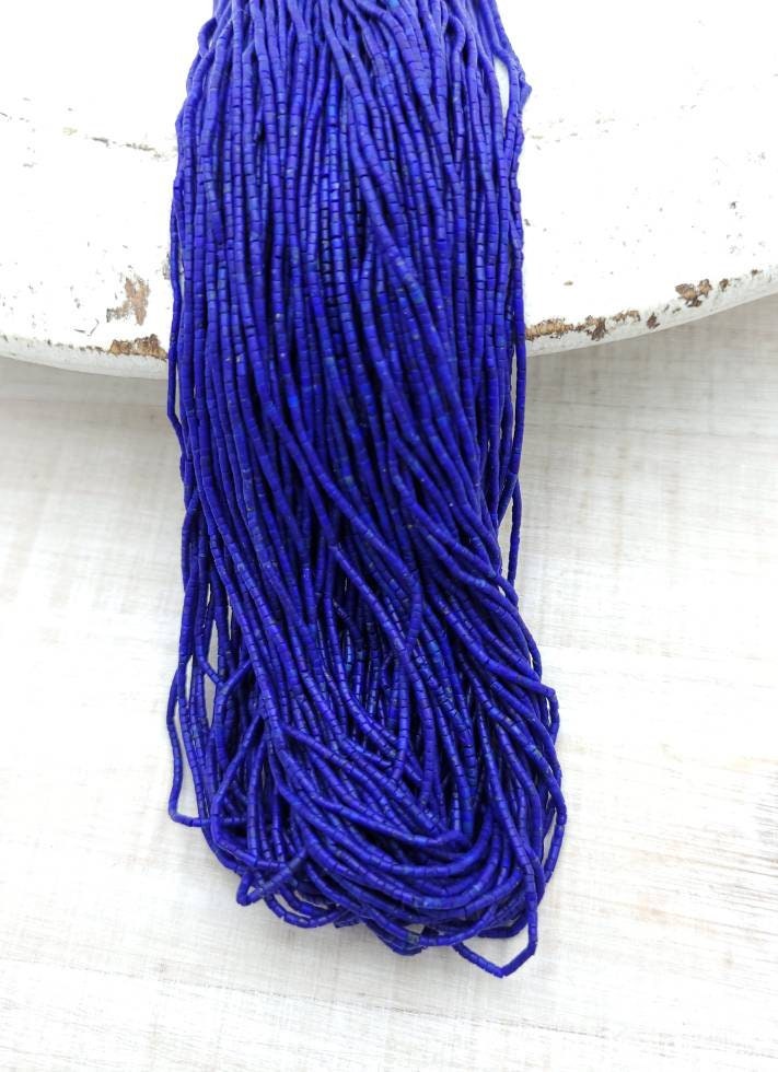 Beautiful Lapis Lazuli Heishi Tiny Beads 1mm Strand 14-15"  Long / Afghanistan Beads / Jewelry Supplies/ Handmade Beads / Unusual.