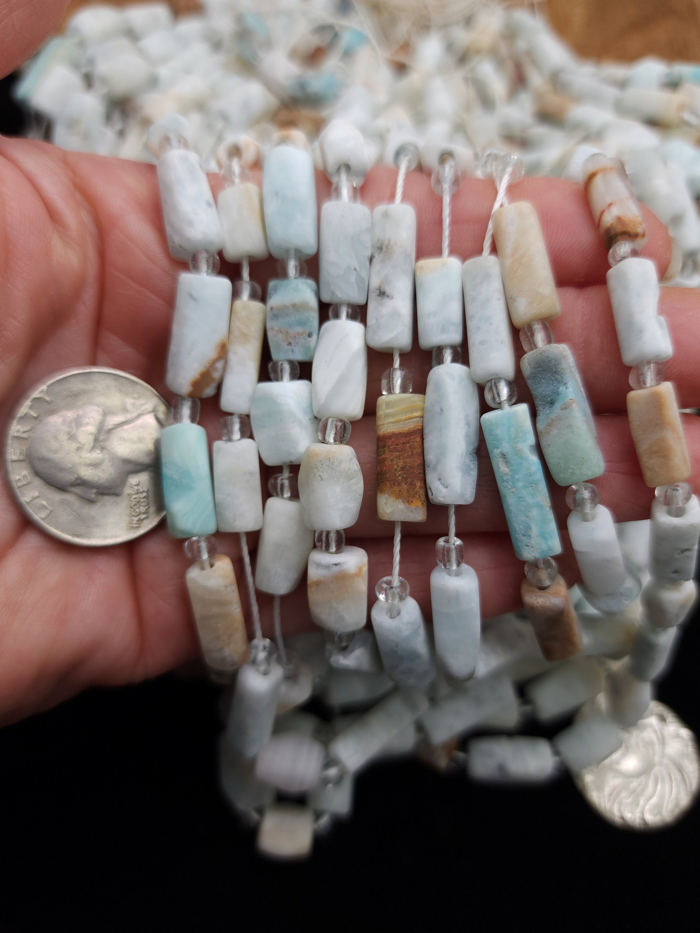 Beautiful Undyed Ancient Calcite / Natural Blue Brown White Afghanistan Calcite / Full Strand 15" 7-20mm / Jewelry Supplies.