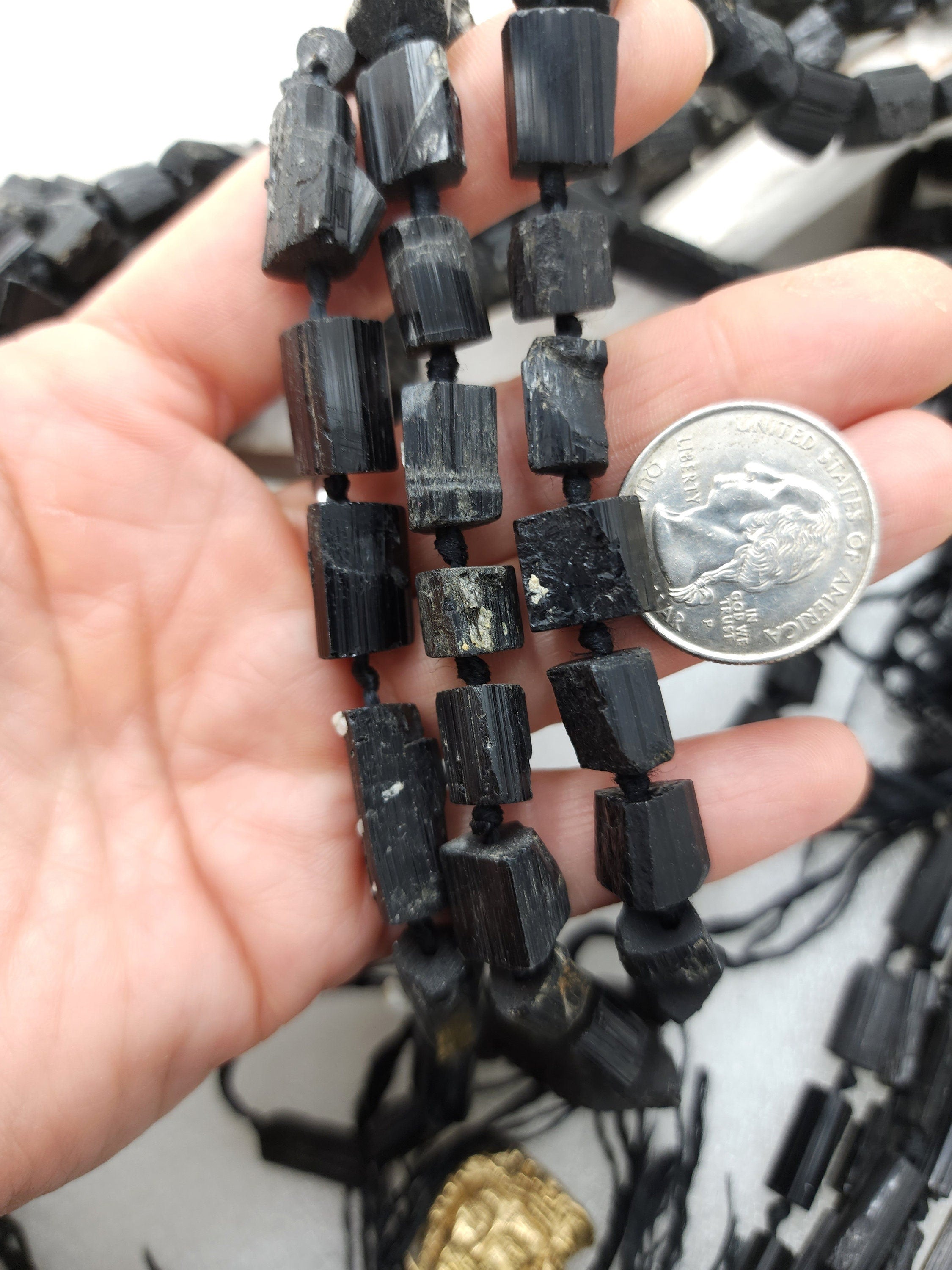 Black Tourmaline From Afghanistan, Option To Choose Size 6-11mm Or 9-24mm Full Strand 16", Raw Stone, Jewelry Making Supplies.