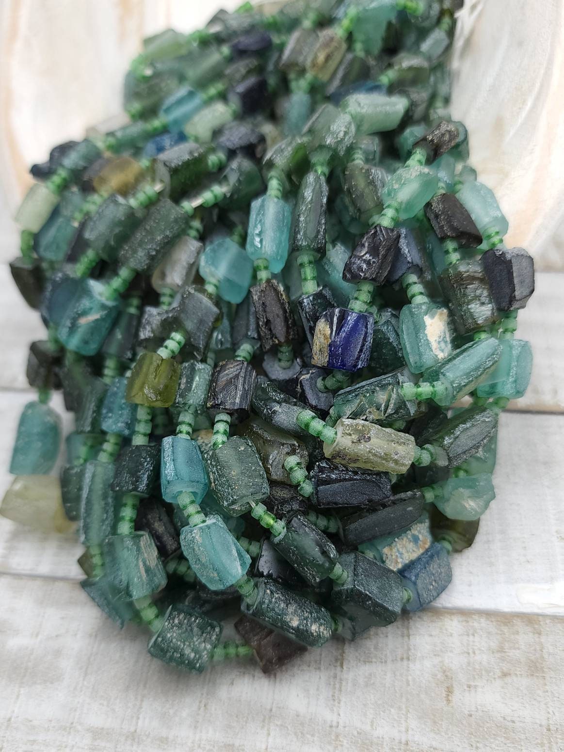 Genuine Ancient Roman Glass, Old Roman Glass, Found Roman Glass Beads Strand 15" 8-15mm+ Wholesale, Jewelry Making Supplies.