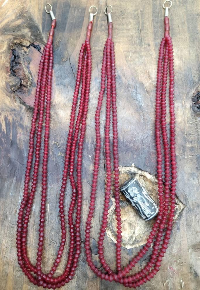 Beautiful Carnelian Opaca Saucer Shape Beads 4mm / Jewelry Supplies / Genuine Carnelian Three Strand Necklace 18", Opaque.
