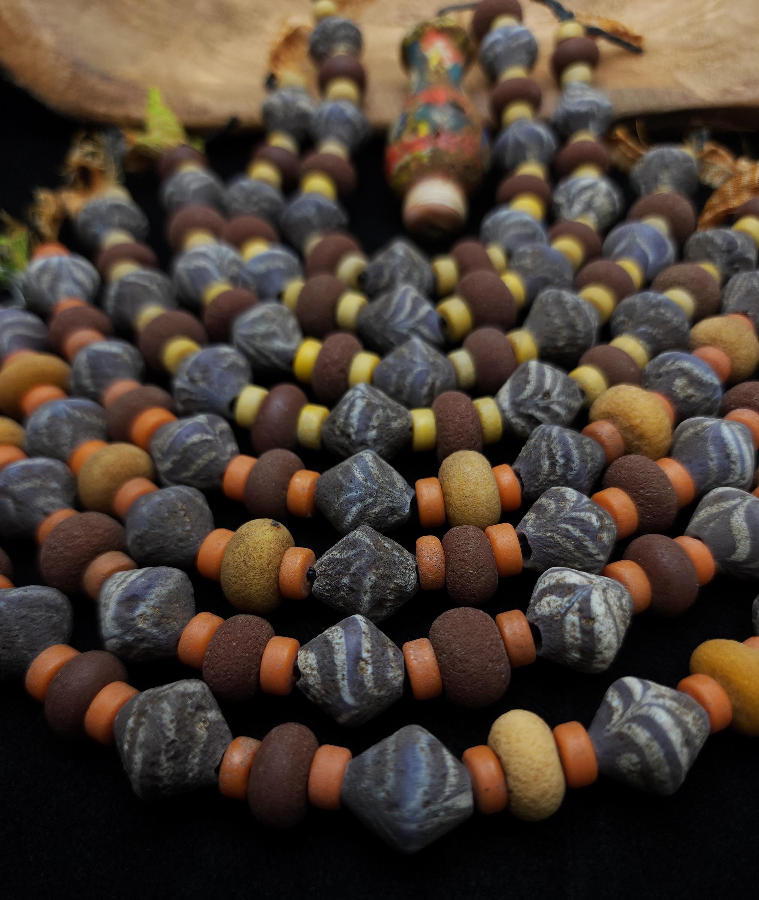 Old Bicone Glass Beads From Thailand, Rustic Vintage, Supplies to Make Jewelry, Two Options to Choose, Strand 27 Beads 8-15mm.
