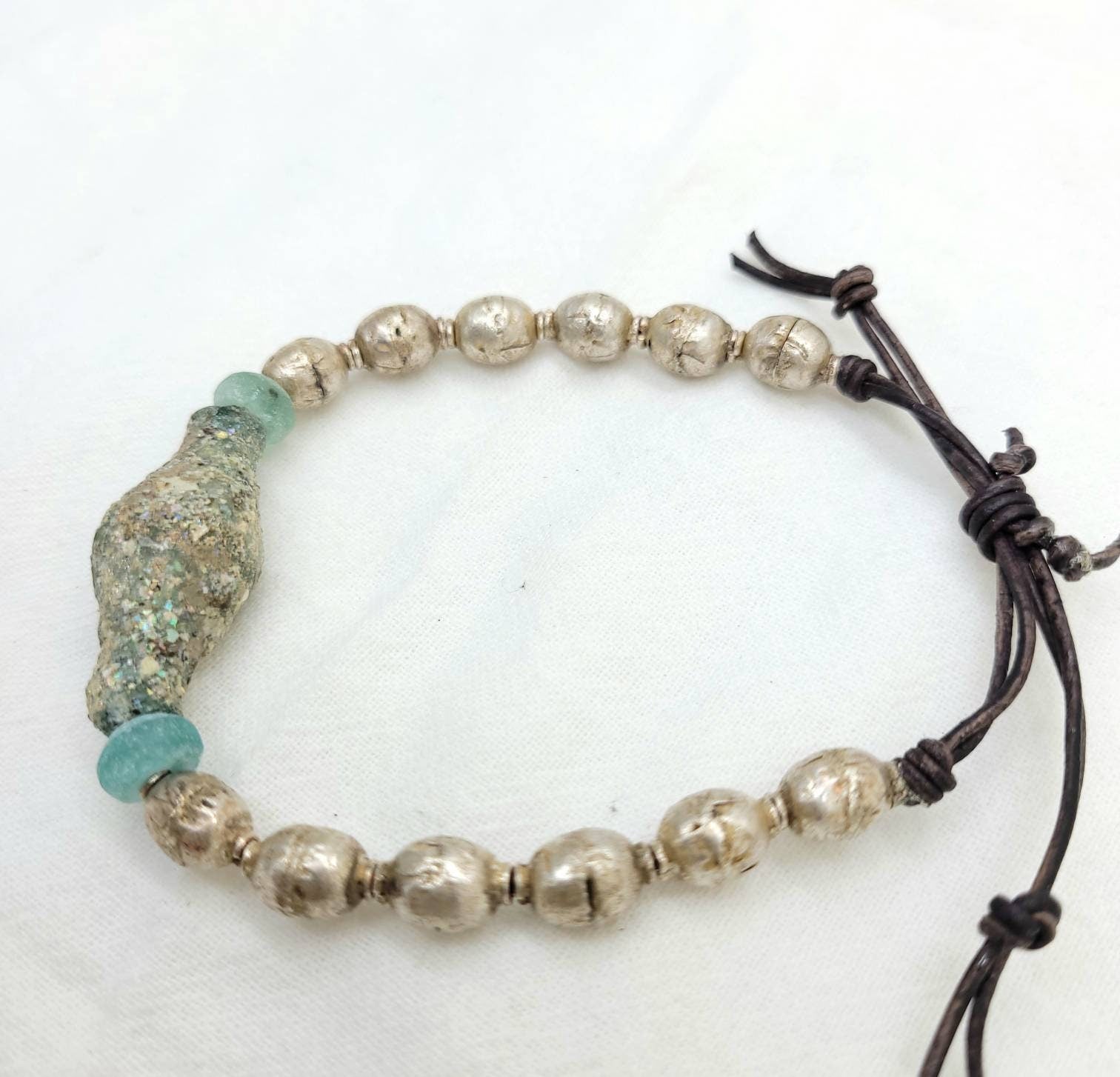 Beautiful Authentic Roman Glass Bangles For Him Or For Her / Ethiopian Copper And Brass Beads Wearing Beautiful Old Roman Glass.