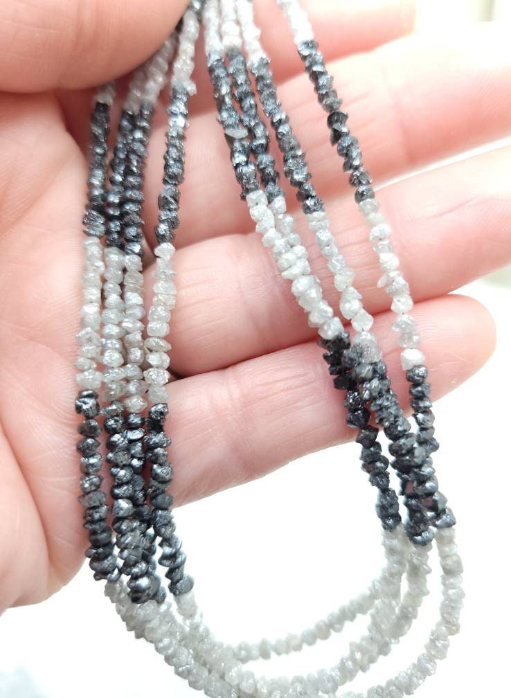 Authentic Uncut Diamond AAA / Raw Natural / Raw Diamond Jewelry Supplies / 2mm-3mm / Diamonds Gray Blue Black / Full Strand or 10 Diamonds.