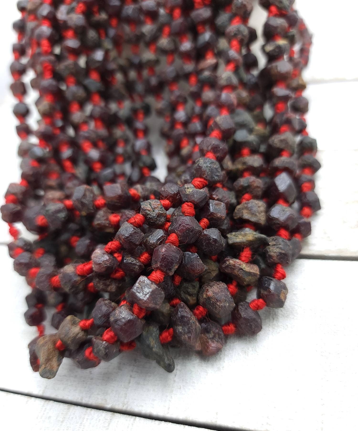 Old  Natural Garnet Beads From Afghanistan, Ancient Found Stone Beads, Strand 15-16" Inches 40-45 Beads 6-8mm, Jewelry Supplies.