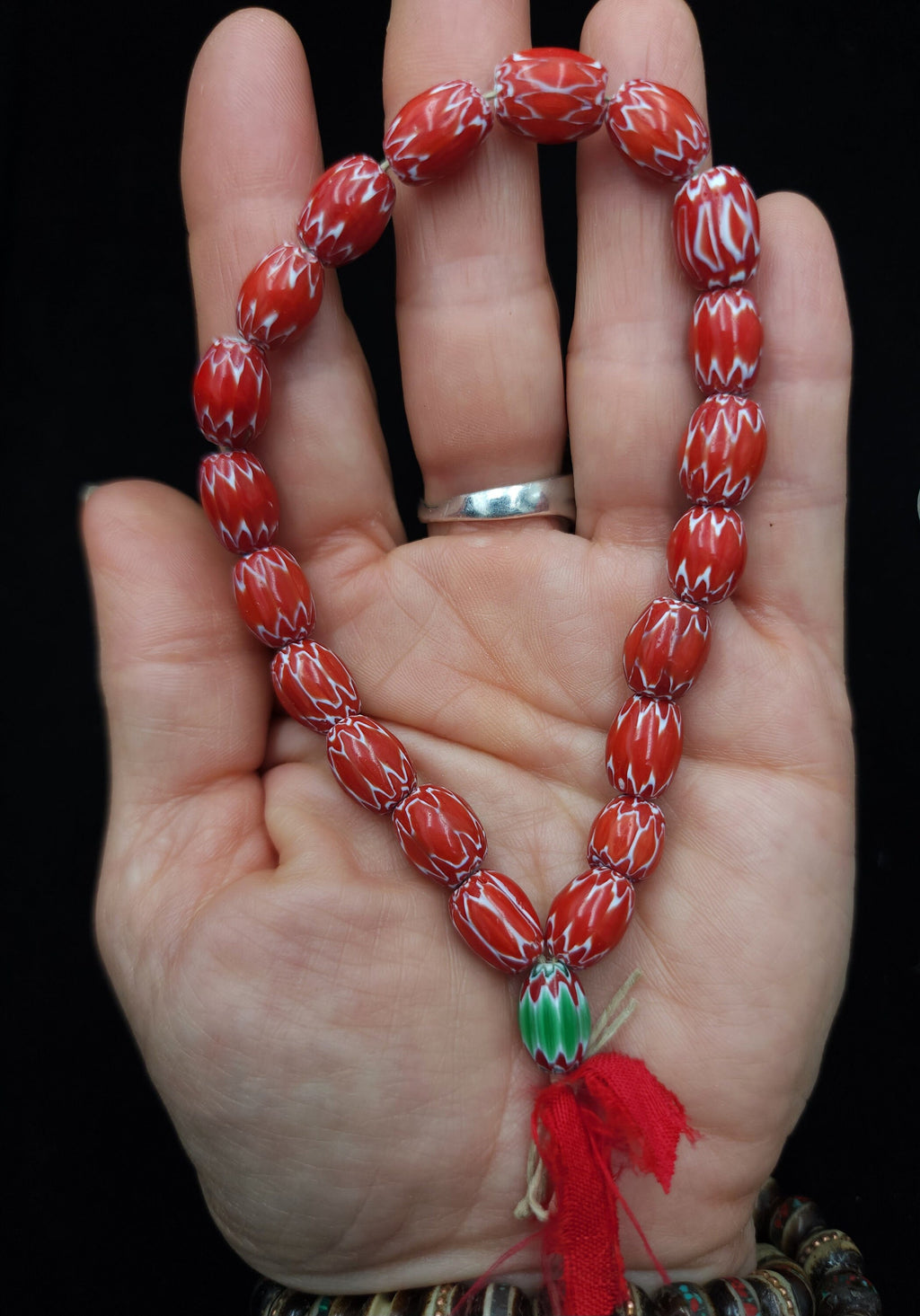 Chevron Beads 6 Layers Option to Choose Green or Red / Strand 8"Inches Green 8x11mm Red 9x11-12mm / Jewelry Making Supplies