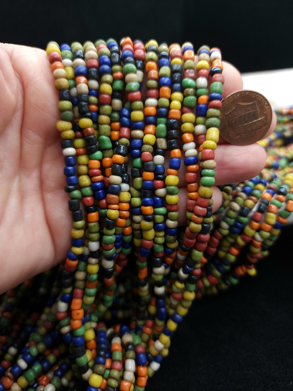 Full Strand Over 40" [More Than 300 Beads] From Java Indonesian, Rustic Opaque Glass Beads 2-4x4mm, Jewelry Making Supplies, Craft.