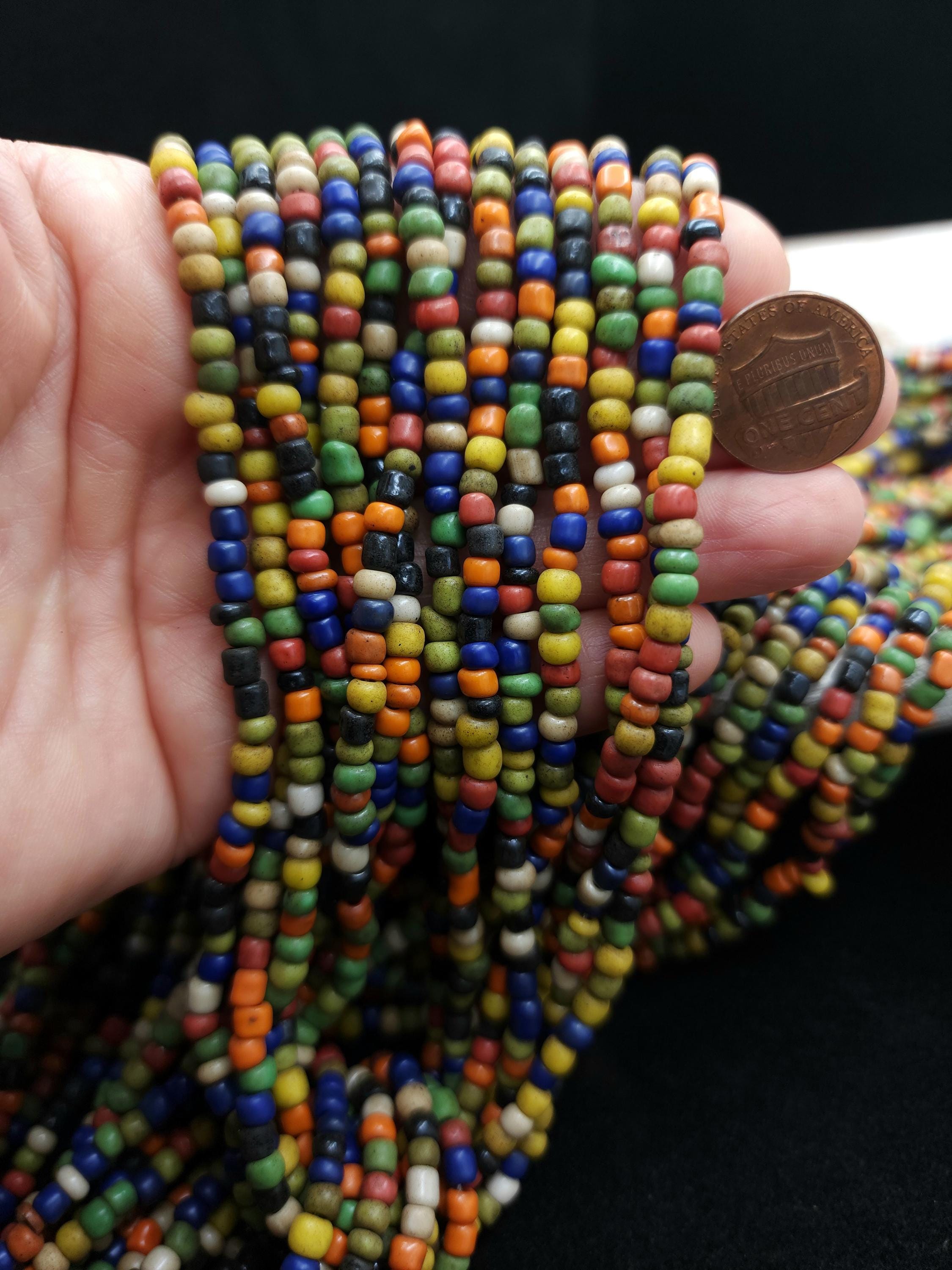 Full Strand Over 40" [More Than 300 Beads] From Java Indonesian, Rustic Opaque Glass Beads 2-4x4mm, Jewelry Making Supplies, Craft.